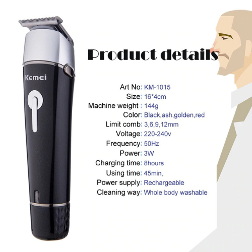 Kemei 10 In 1 Km-1015 Rechargeable Professional Clipper Men Electric Shaver Nose Trimmer