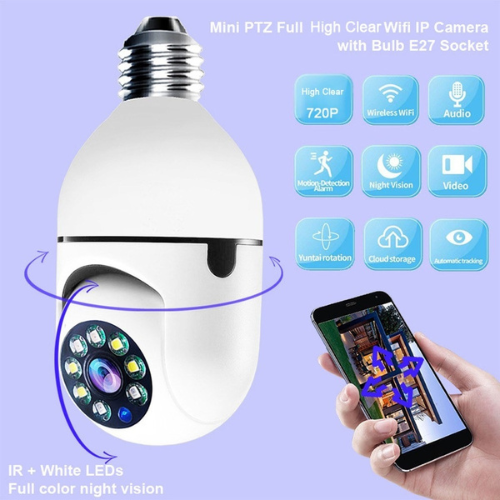 V380 Full HD 1080P Wireless LED PTZ IP Bulb Camera With NIGHT VISION, Wide Angle, Two-way Audio