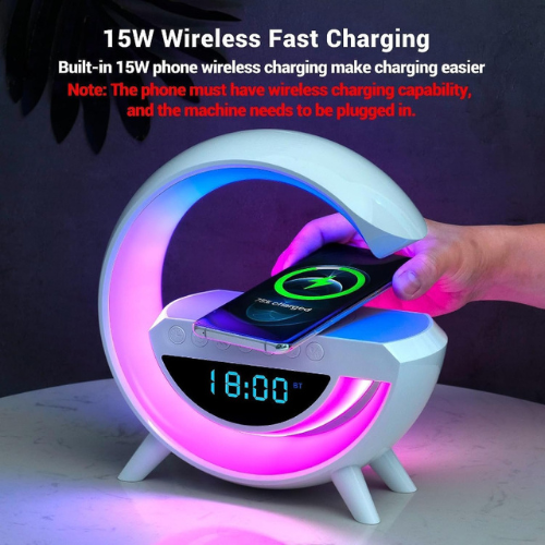 BT-3401 LED Display Wireless Phone Charger Bluetooth Speaker With Seven Color Selections, Alarm Clock, FM Radio