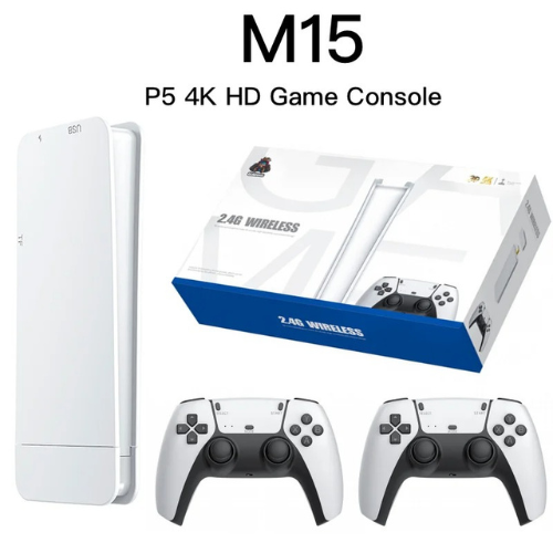 M15 4K Game Stick Console With 64GB Storage And Dual 2.4G Wireless Controllers – 20,000 Retro Games For PS1GBASNES