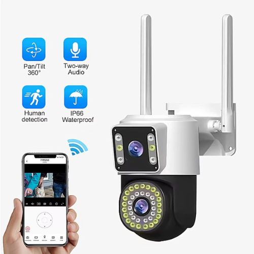 V380PR0 4K ULTRA HD Dual Lens Wifi PTZ Camera with Night Vision, Two-Way Audio, and AI Human Motion Tracking for Comprehensive Surveillance