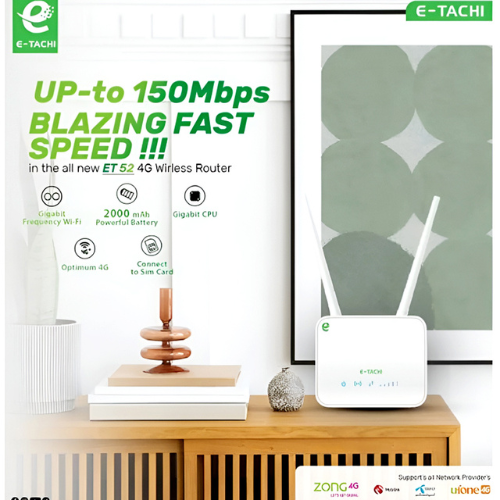 E-Tachi ET52 Optimum 4G LTE 150Mbps High-Speed Wireless Router with 2000mAh Powerful Battery