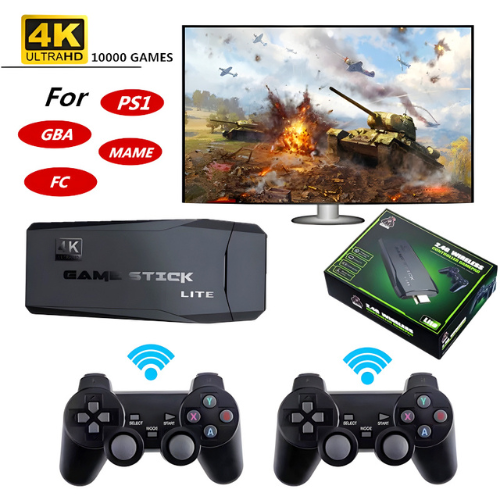 M8 HDMI Game Stick Lite Console – 64GB, 2.4G Wireless Controllers, 4K, 10,000 Retro Games, Plug And Play