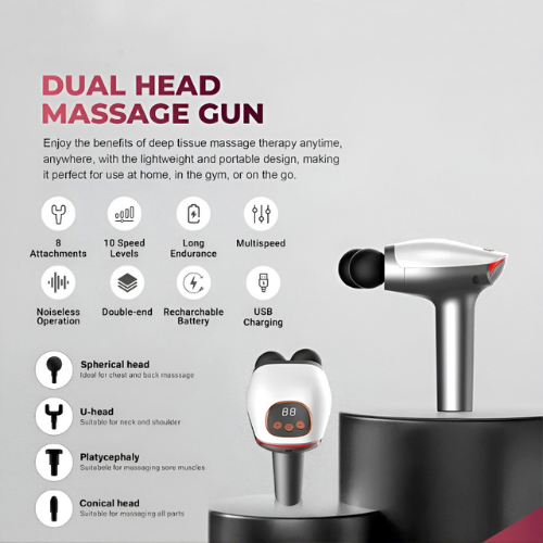 BLD-922 Compact And Quiet Double-Head Portable Massager With 10 Speed Levels