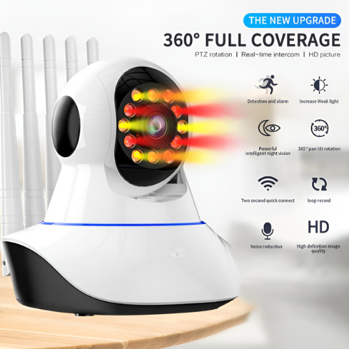 Intelligent 1080P HD WiFi 5 Antenna IP Camera with Night Vision, Smart Auto-Tracking, and Remote Access Baby Monitoring